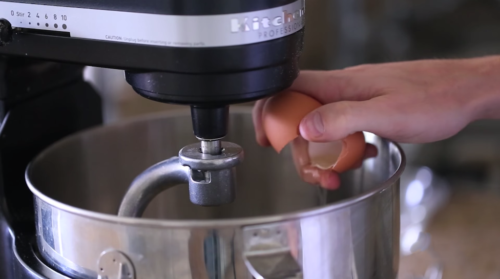 Adding egg to mixture