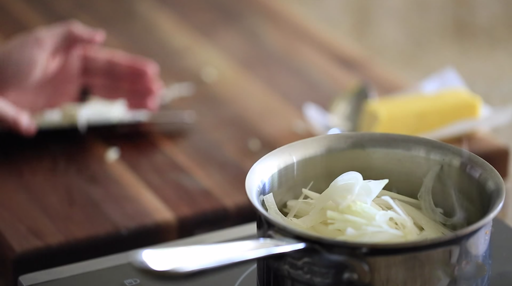 Onions in pan