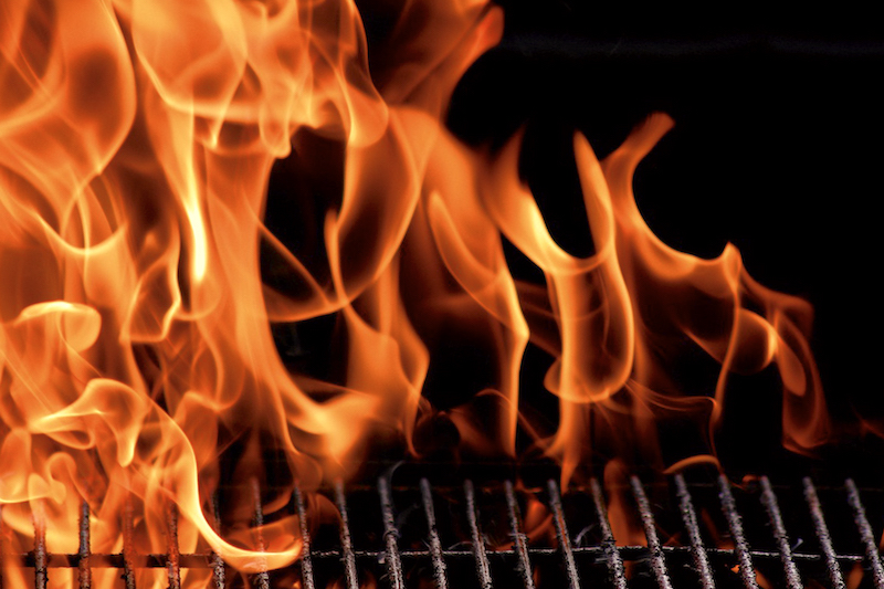Barbecue grill flame